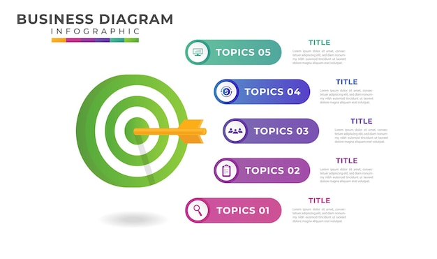 Diagrama de alvo moderno com projeto de ícone