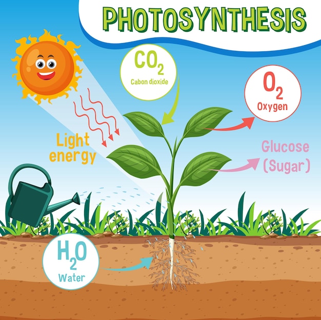 Diagrama de fotossíntese para biologia e educação em ciências da vida