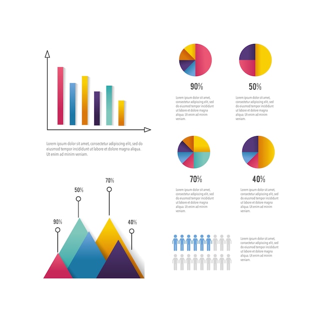 Diagrama de negócios com relatório de informações infográficas