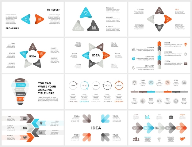 Vetor diagrama de setas do círculo modelo de apresentação de infográfico vetorial etapas de opções de gráfico