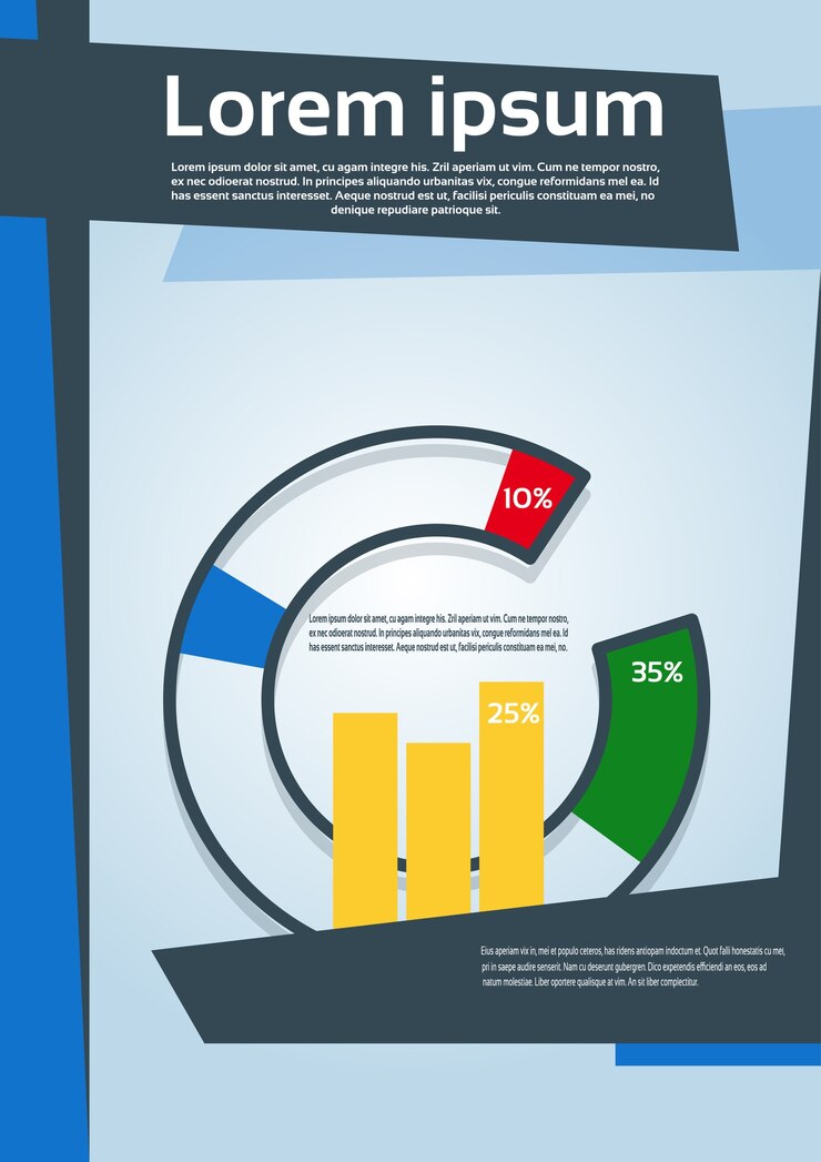 Vetor diagrama de torta com porcentagem gráfico financeiro flyer
