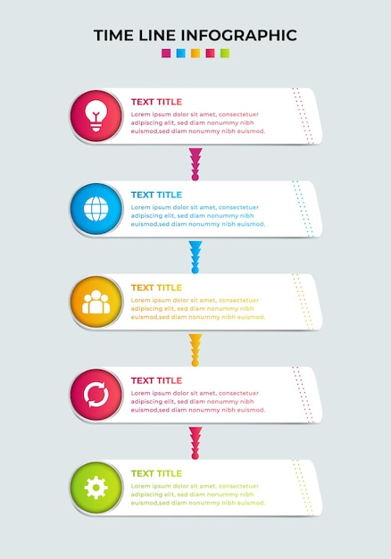 Diagrama gráfico gráfico gráfico de elementos de 5 etapas infográfico design de gráfico de negócios