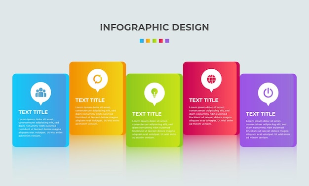 Diagrama gráfico gráfico gráfico de elementos de 5 etapas infográfico design de gráfico de negócios