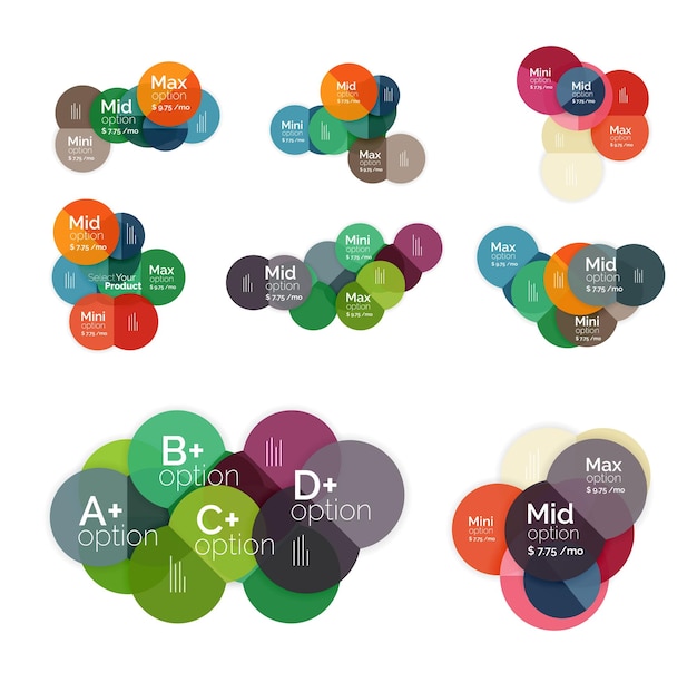 Diagramas de opções de negócios em círculo