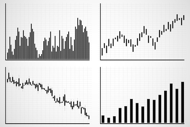 Diagramas e gráficos de elementos de mercado de dados de negócios ilustração vetorial de ícones planos