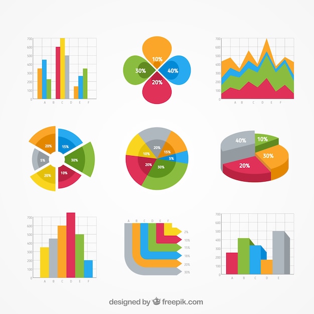 Diagramas infográfico coloridos