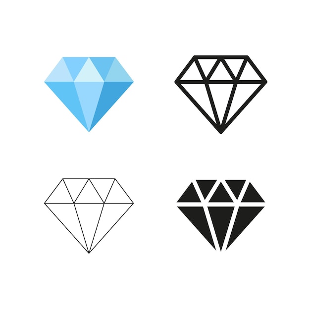 Vetor diamante ou gema linha grossa linha fina modelo de design preto e azul