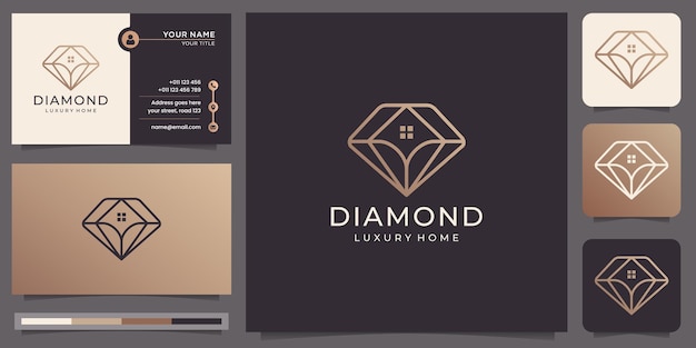 Diamantes minimalistas e logotipo da casa e cartão de visita.