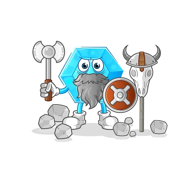 Diamond viking com um personagem de ilustração de machado vectorxa