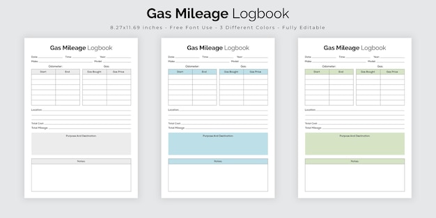 Diário de planejador de diário de bordo de milhagem de gás e modelo de design de interiores de rastreador