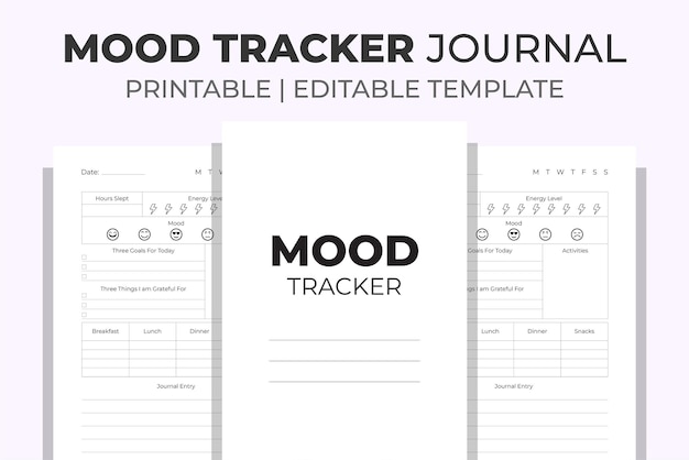 Vetor diário mood tracker kdp interior