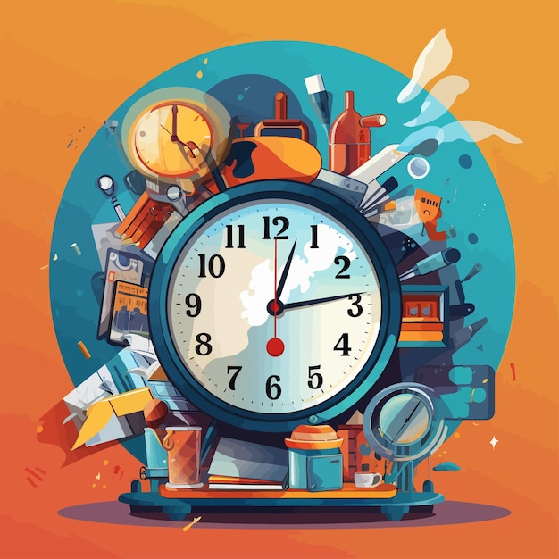 Diário_routine_over_colorful_background_vector