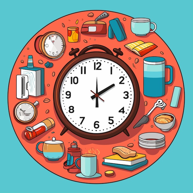 Vetor diário_routine_over_colorful_background_vector