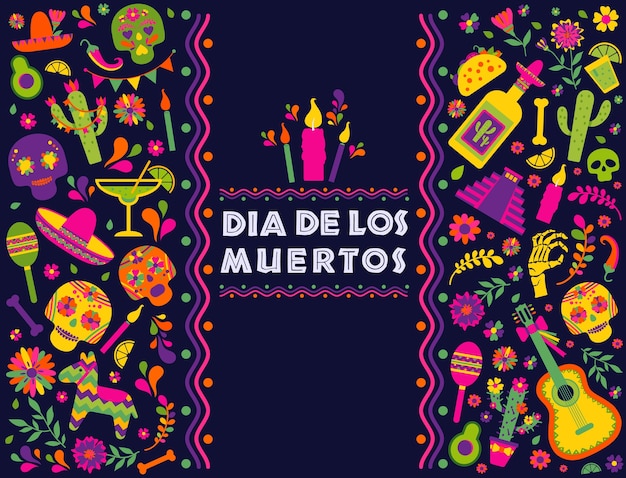 Vetor dias de los muerto, festa da fiesta mexicana.