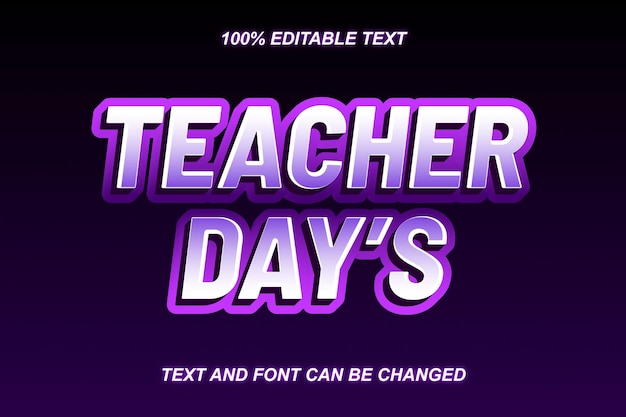 Dias do Professor Efeito de Texto Editável em Estilo Moderno