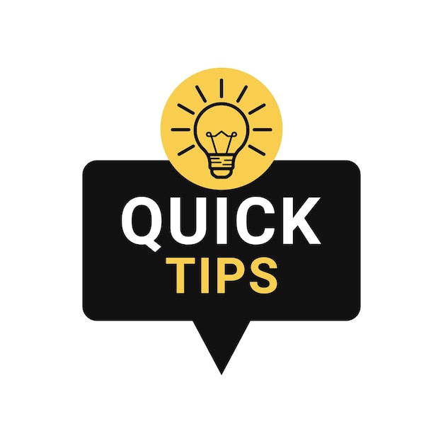 dicas rápidas design de logotipo cocnept com ícone de lâmpada