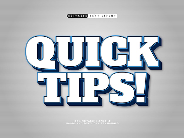 dicas rápidas efeito de texto editável em estilo de texto simples e moderno