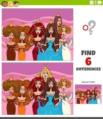 Diferenças jogo educativo com princesas de desenho animado