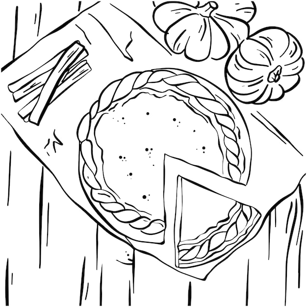 diferentes desenhos de tartes de abóbora para atividades de coloração