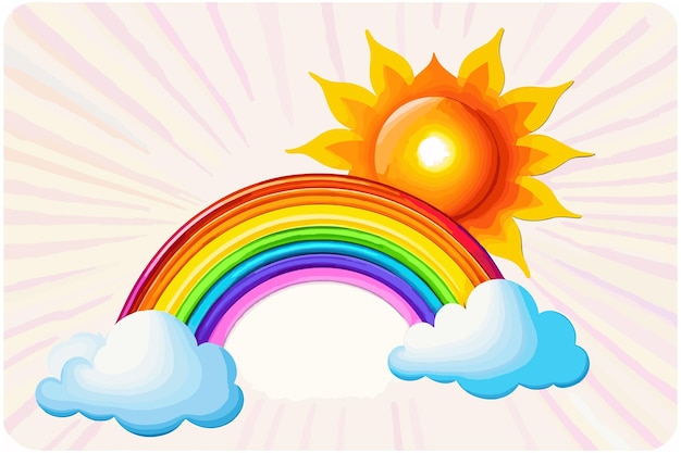 Vetor diferentes formas de arco-íris em branco arco-íris pastel colorido com nuvens