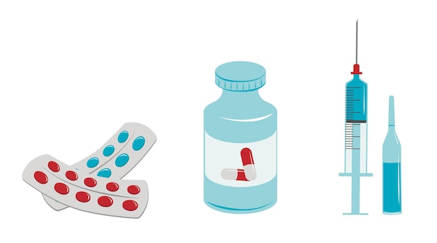 Diferentes formas e dosagens de medicamentos.