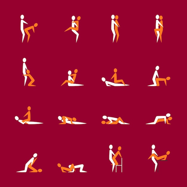 Vetor diferentes poses de sexo de desenho animado ou conjunto de casal de posição vector