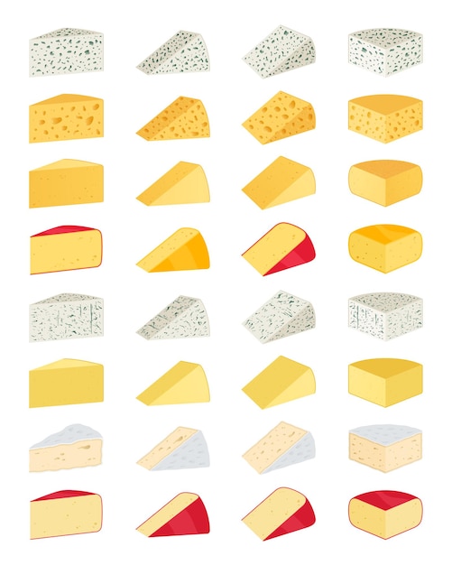 Diferentes tipos de ícones de queijo