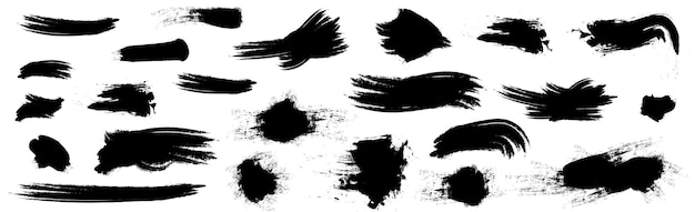 Diferentes traços de tinta preta sobre um fundo branco ilustração vetorial