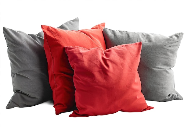 Diferentes travesseiros decorativos coloridos em fundo branco