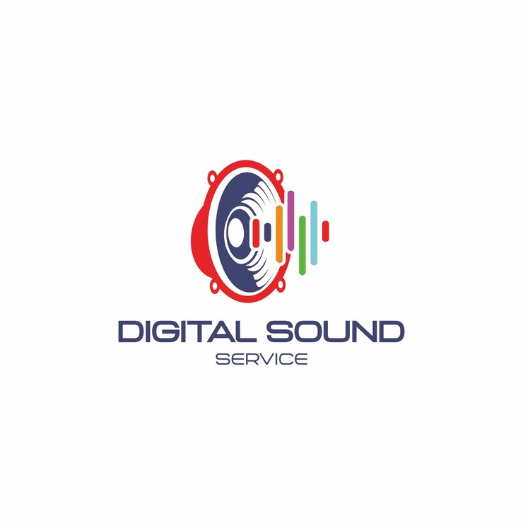 Vetor digital sound service logo design vector sistema de som logo template conceito design criativo