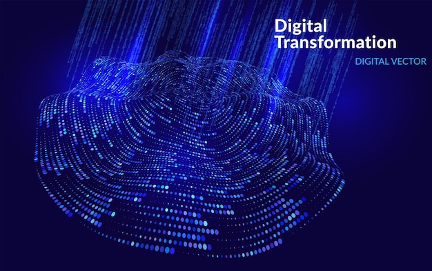 Digital Transformation Technology Background Big Data Stream Artificial Intelligence System Neural Network Pattern Futuristic Machine Learning Visualization