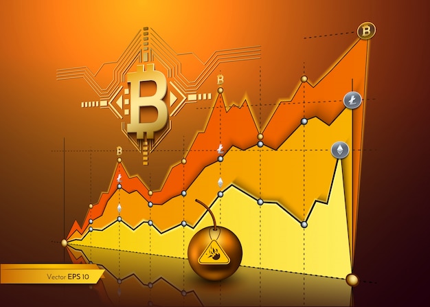 Digital vector bitcoin cryptocurrency gráfico diagrama pagamentos gráficos transferência de dinheiro