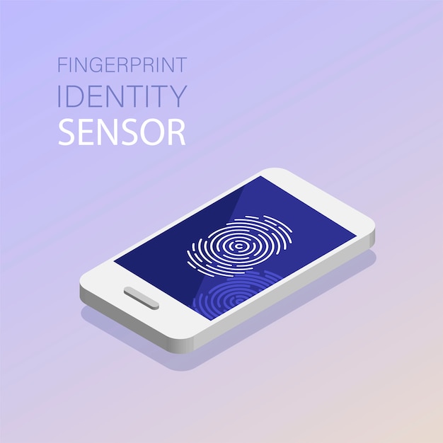 Digitalizações de identificação de uma impressão digital no telefone celular. impressão digital digital ou identificação pessoal, sensor de identidade biométrico exclusivo. tecnologia de varredura biométrica.