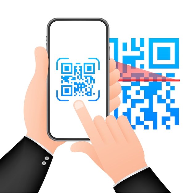 Digitalize o código qr para o celular. eletrônica, tecnologia digital, código de barras. ilustração em vetor das ações.