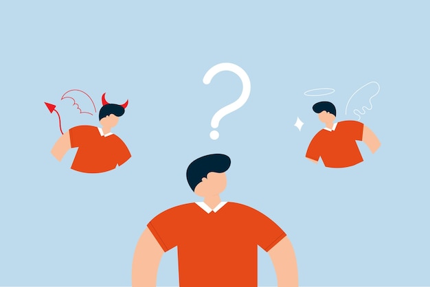 Dilema ou conflito moral confuso empresário escolhendo direções