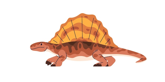 Vetor dimetrodon dinossauro pré-histórico dino réptil pré-histórica animal extinto do período jurássico grande lagarto antigo com vela nas costas ilustração vetorial plana isolada em fundo branco