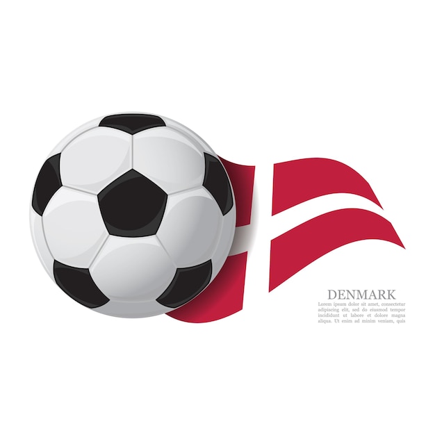 Dinamarca acenando a bandeira com uma bola de futebol conceito de apoio ao time de futebol