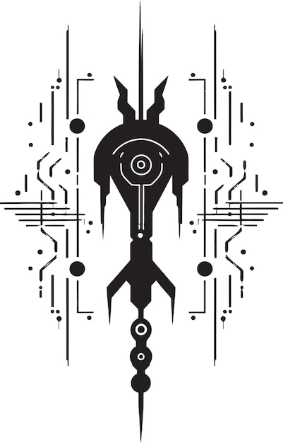 Vetor dinâmica digital monochrome vector logo para cybernetic amantes transcendência tecnológica chic blac