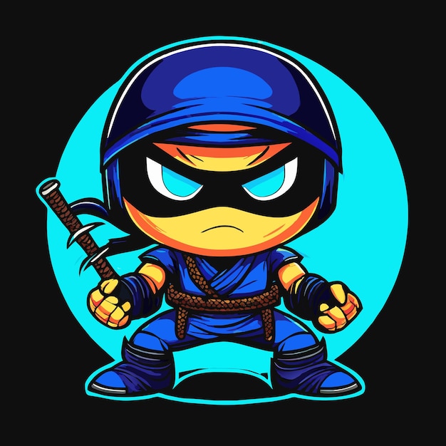 Vetor dinâmico pequeno guerreiro ninja no modo stealth