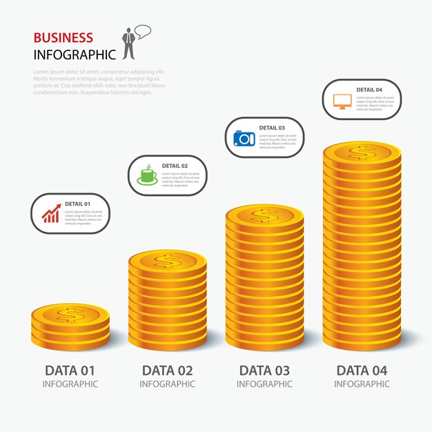 Dinheiro negócios plano infográfico design plano