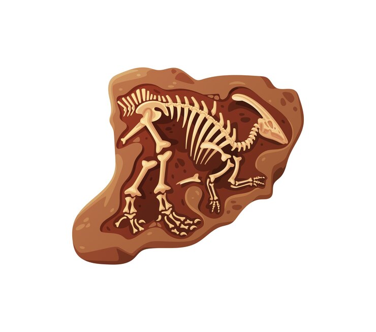 Vetor dino fóssil esqueleto ossos estrutura de dinossauro