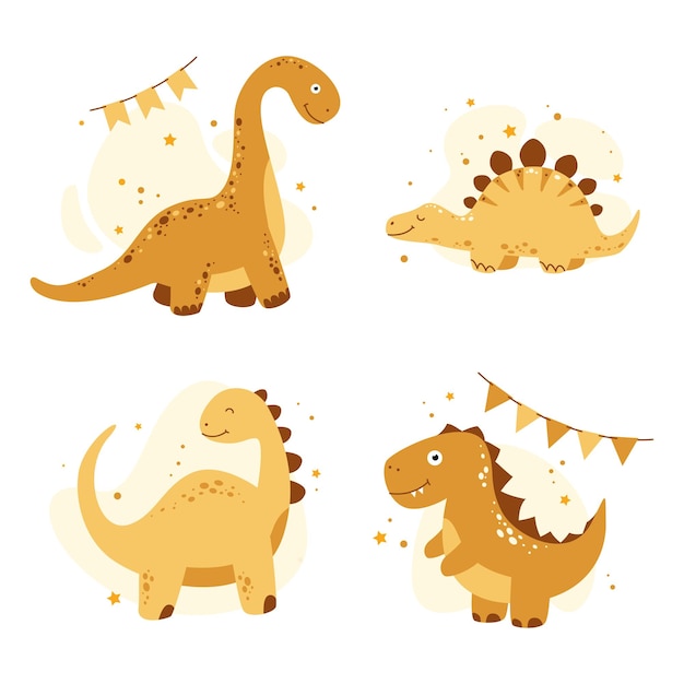 Dino personagens de desenhos animados para cartazes infantis, cartões postais, camisetas infantis. ilustração vetorial