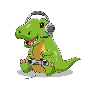 Dinosaur cartoon jogar um jogo