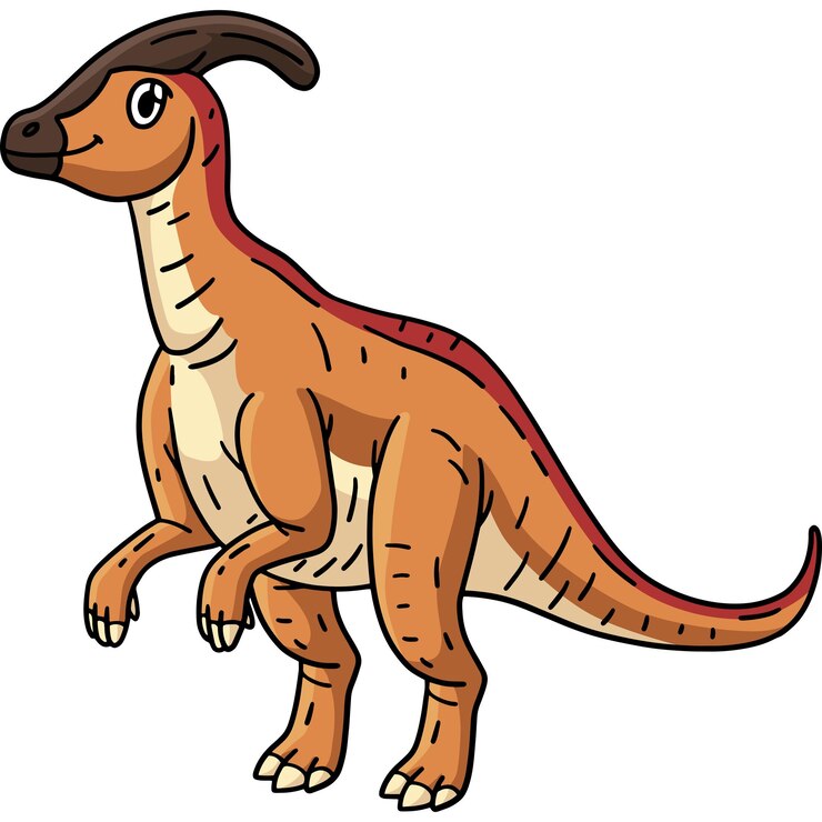 Vetor dinosauro parasaurolophus clipart de desenho animado colorido
