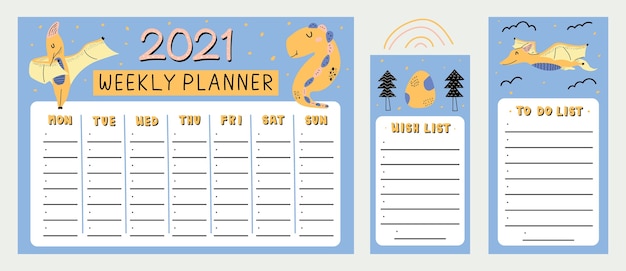 Dinossaur weekly planner