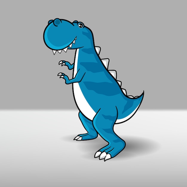 Dinossauro azul bonito estilo de desenho animado vetor grátis