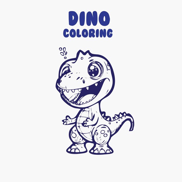 Vetor dinossauro bonito de personagens de desenhos animados de tiranossauro ilustração para crianças arte de linha de livro de colorir.