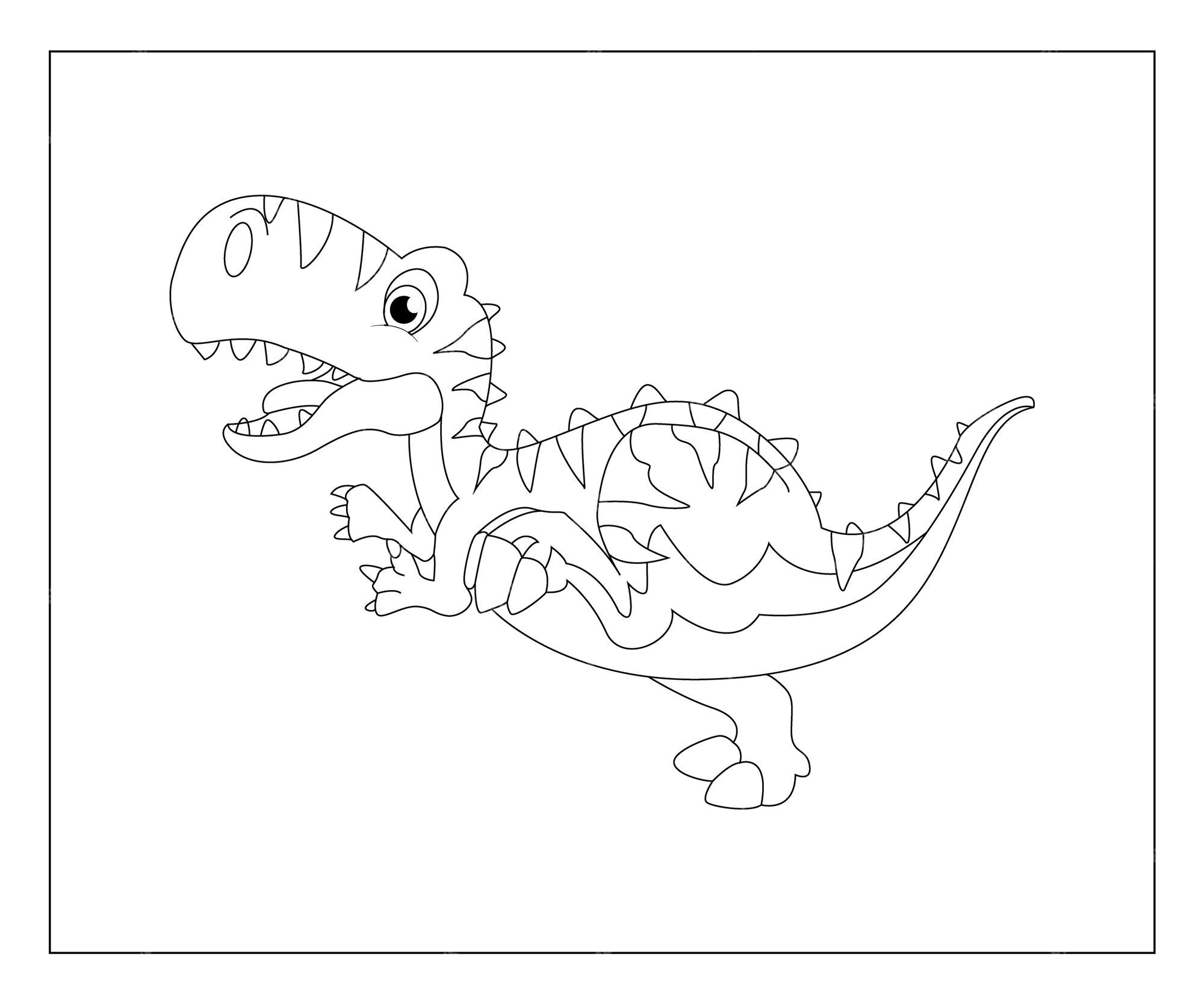 Dinossauro Bonito Dos Desenhos Animados Dino Ilustração Preto E Branco Do  Vetor Para O Livro Para Colorir Ilustração do Vetor - Ilustração de  selvagem, réptil: 130529479