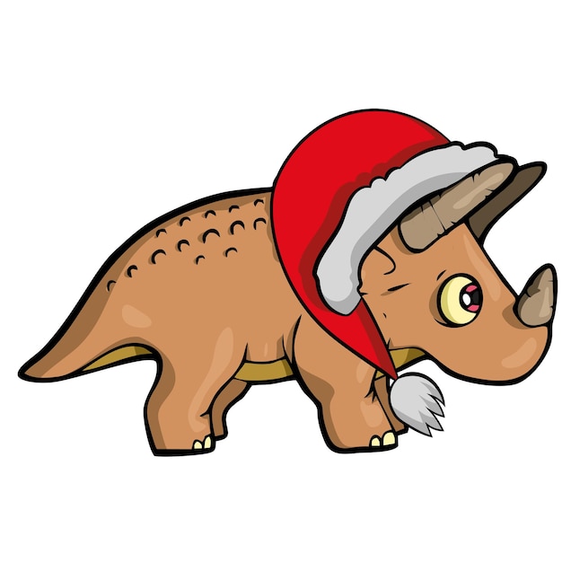 Vetor dinossauro com chapéu de papai noel