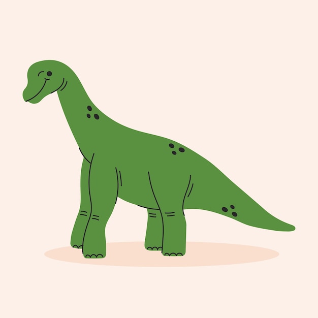 Dinossauro de desenho animado bonito dino brachiosaurus diplodocus ilustração vetorial simples isolada em branco